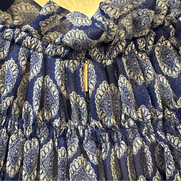 Misa Los Angeles Almaha Blouson Minidress Size S Majorelle Lapis Tile - Picture 13 of 16